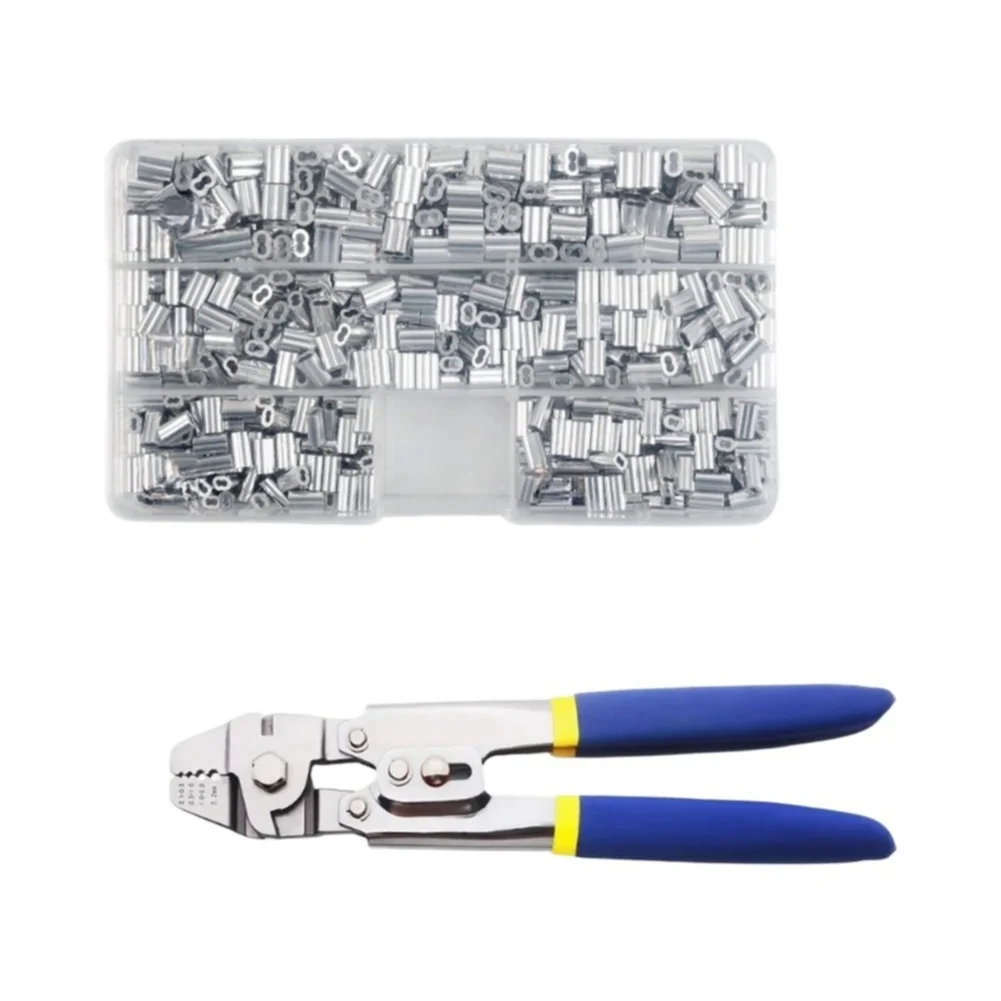 26cm Crimping Pliers with 4 Crimping Positions and 300pcs 600pcs Copper Sleeves for Marine Rigging Bait Assembly Work