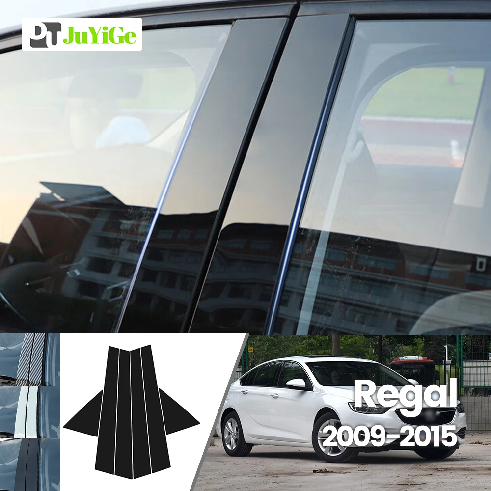 

For Buick Regal 2009-2015 2010 2011 2012 2013 2014 Bright Black Carbon Fibre Window Door B C Sticker