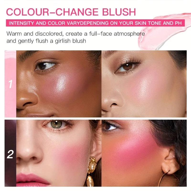 Febble Multifunctionele gezichtscrème Blush - kleurveranderende blos en lippenbalsem, glanzende make-up, kan dekking creëren, waterdichte vorm