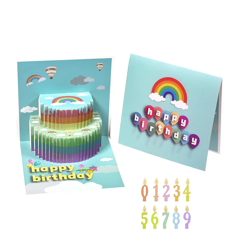 

Creative Rainbow 3D Pop-Up Greeting Card Handcrafted Paper Sculpture with Insertable Digital Birthday and Holiday Cards