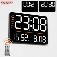 Large Screen Alarm Clock Temperature Humidity Week Date Digital Countdown Wall Clock Brightness Adjustable Remote Control Clocks