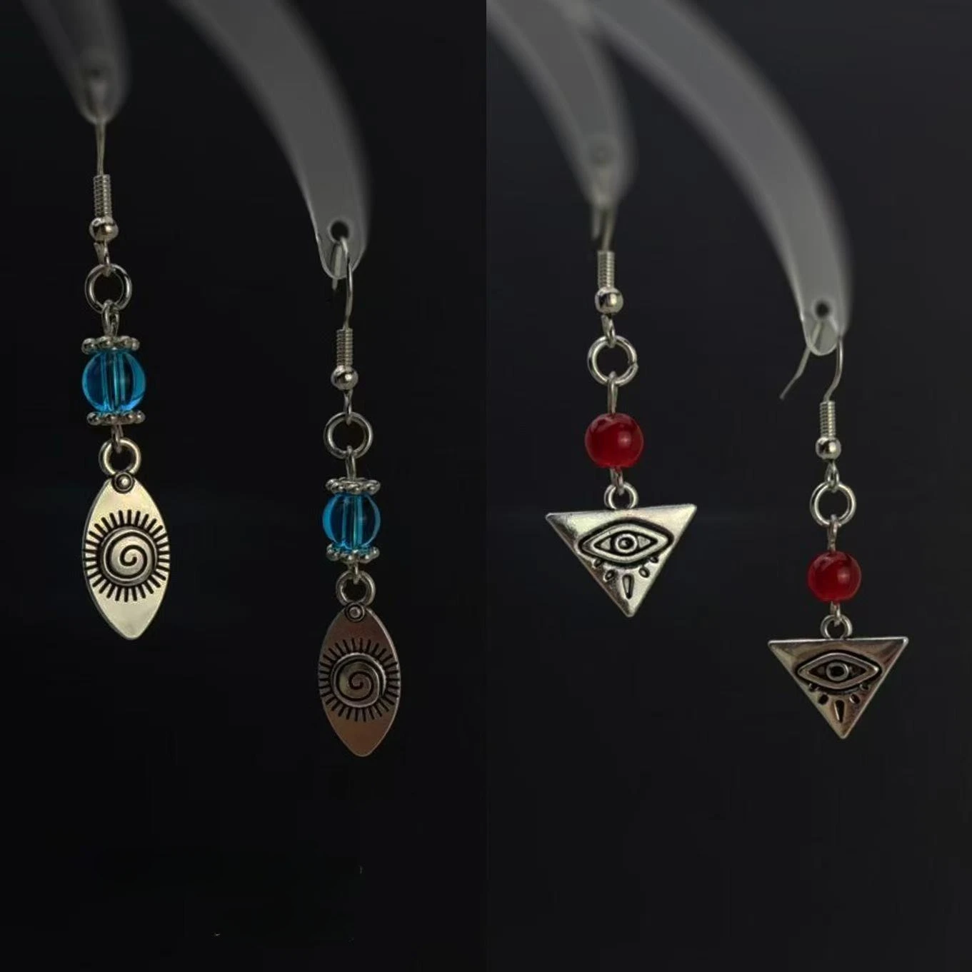 

Vintage Gothic The Eye of Devil Earrings for Women Niche Design Red Blue Bead All-seeing Eye Punk Jewelry Creative Ear Clip Gift