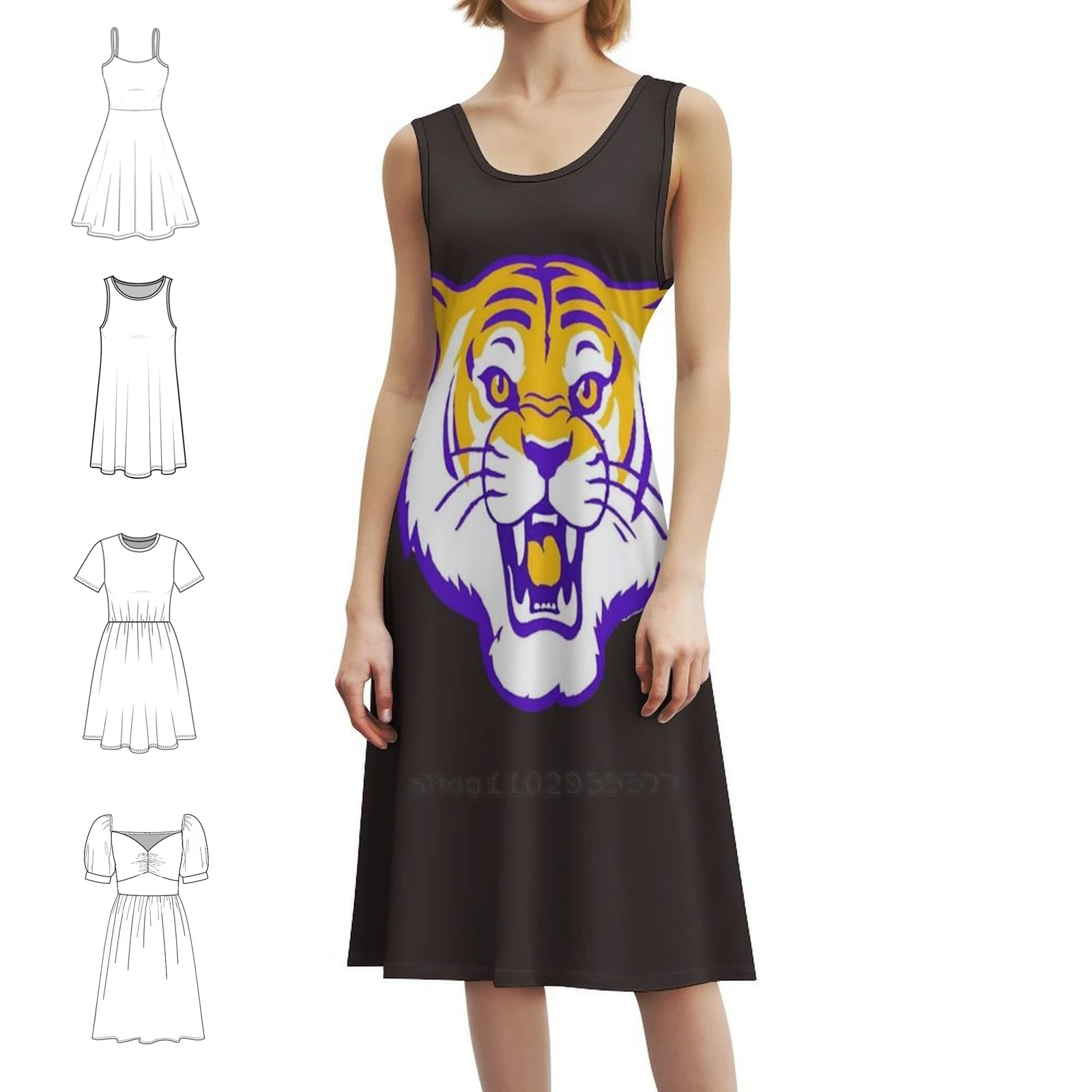 فستان سموك زهري للنساء لربيع وصيف فستان كاجوال للحفلات Lsu Lsu Gameday Tiger Stadium Calling ملابس نسائية #1