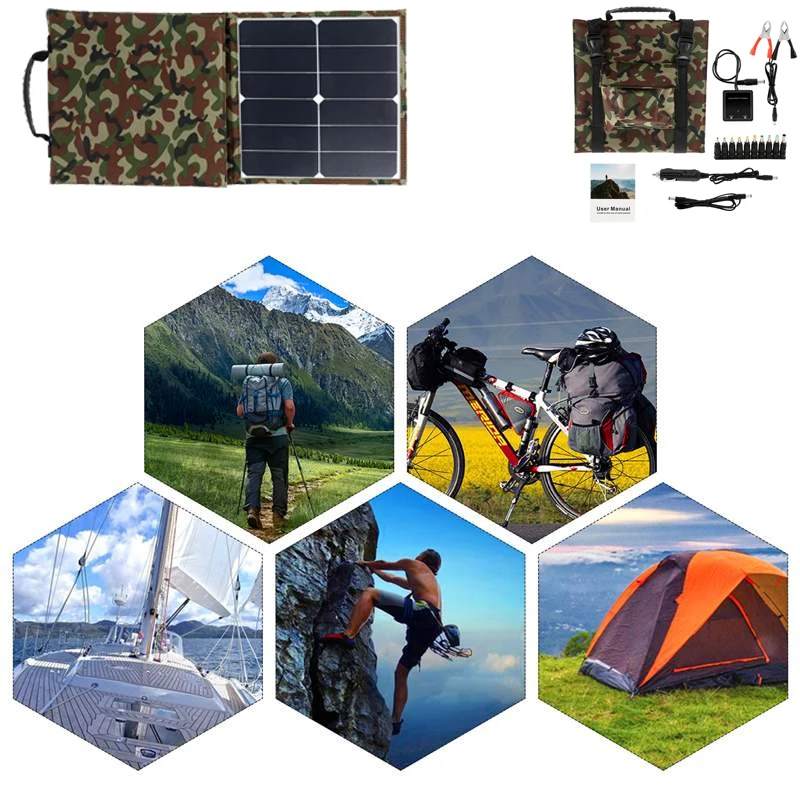 800W Solar Panel Complete Camping Foldable Solar Power Bank Station Portable Generator Charger 18V for Car Boat Caravan Camp