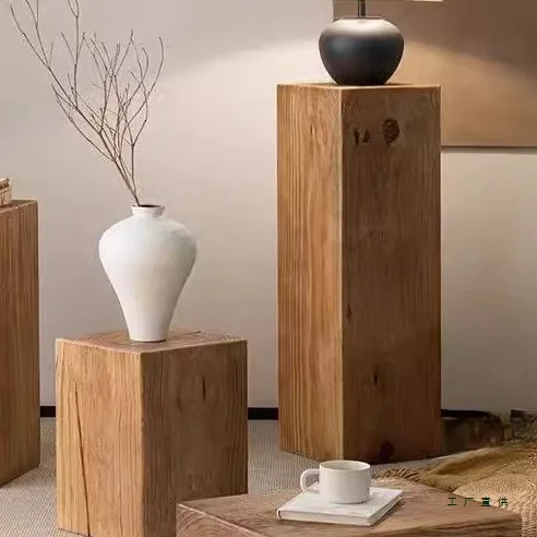 

Деревянная подставка для цветов в средневековом стиле, ретро, из массива дерева, для гостиной, прихожей отеля, декоративный элемент для входа, украшение из нескольких деревянных брусков