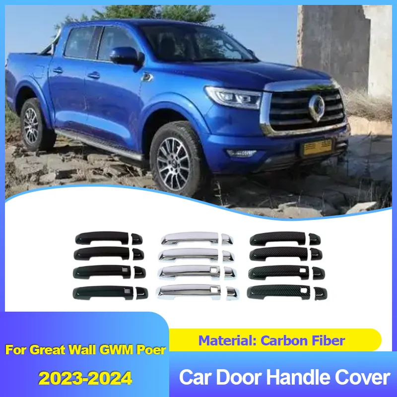 

for Great Wall GWM Poer Cannon SLux Pao Poer 2023 Car Outer Door Handle Cover Trim Covers Decoration Exterior Parts Accessories