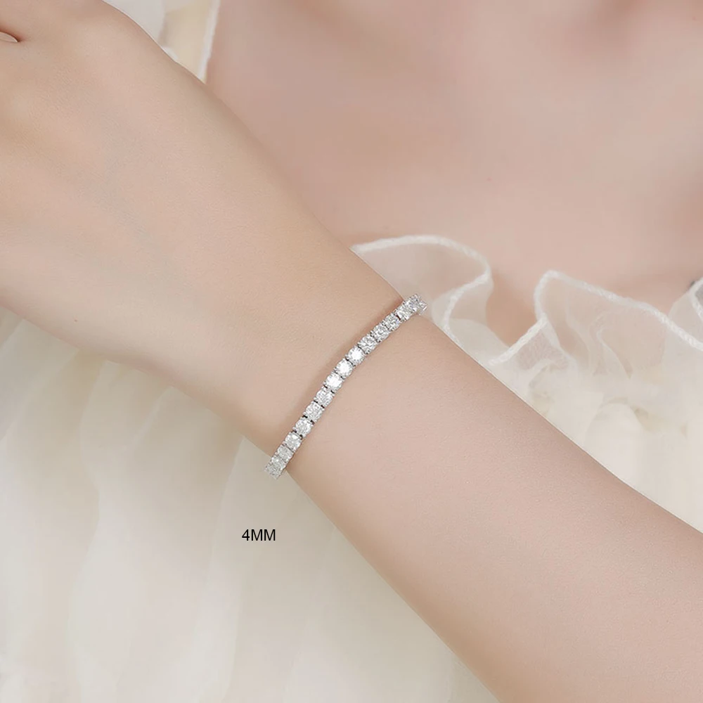 YLMyself سوار للتنس S925 فضة 3 مللي متر 4 مللي متر كامل الزركون الجانب المخفية المشبك ضوء فاخر بسيط الاتجاه مجوهرات