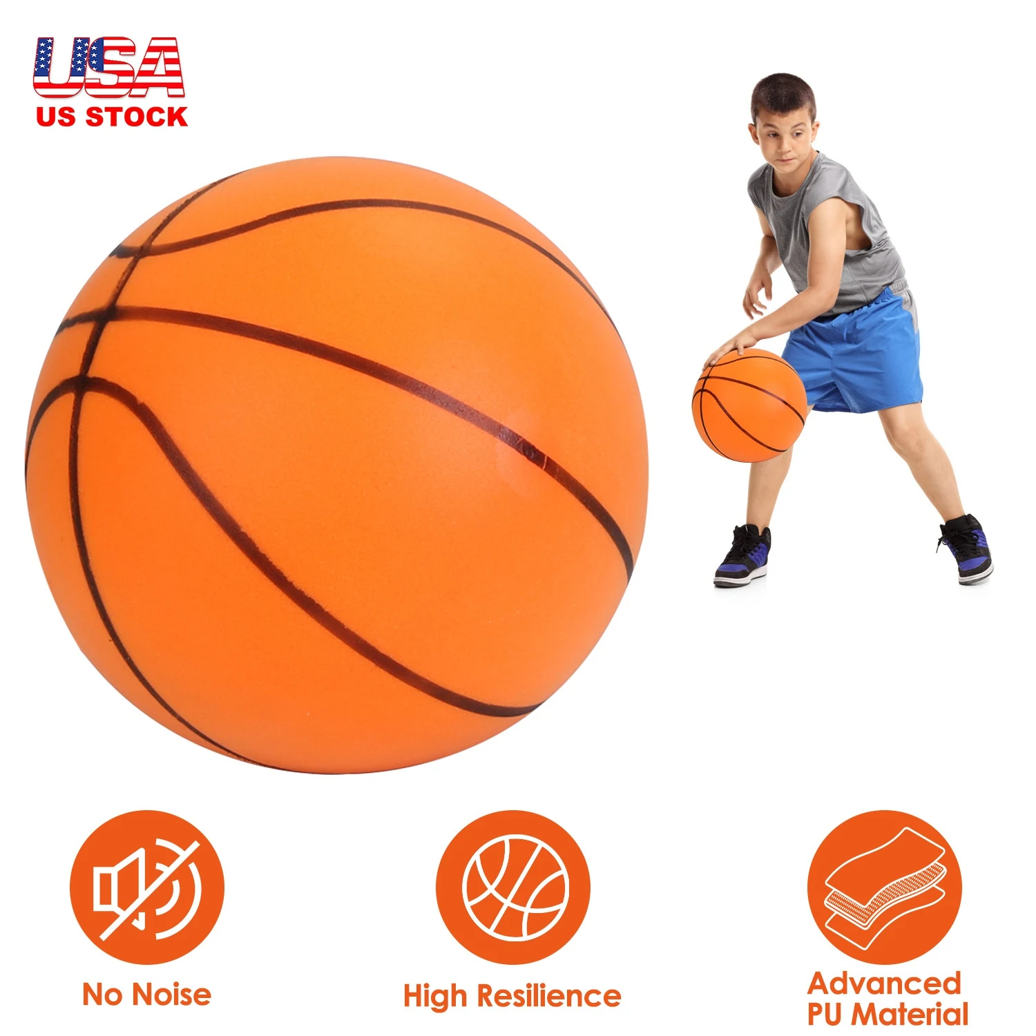 

Silent Basketball Foam Bouncing Ball Indoor Quiet Basketball No Noise High Density Foam Ball Air Bounce Training Ball for Kids Living Room Apartment Toy US Stock Fast Shipping