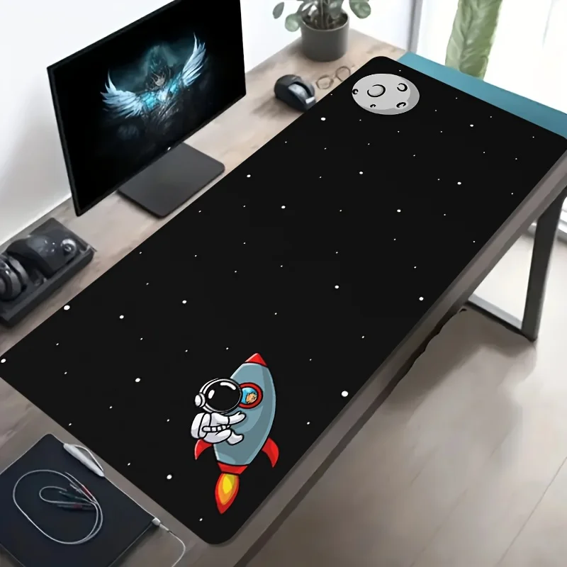 Astronaut Rocket Space Gaming Mouse Pad Non-Slip Rubber Base Oversized Desk Mat for PC Laptop Gamers Office