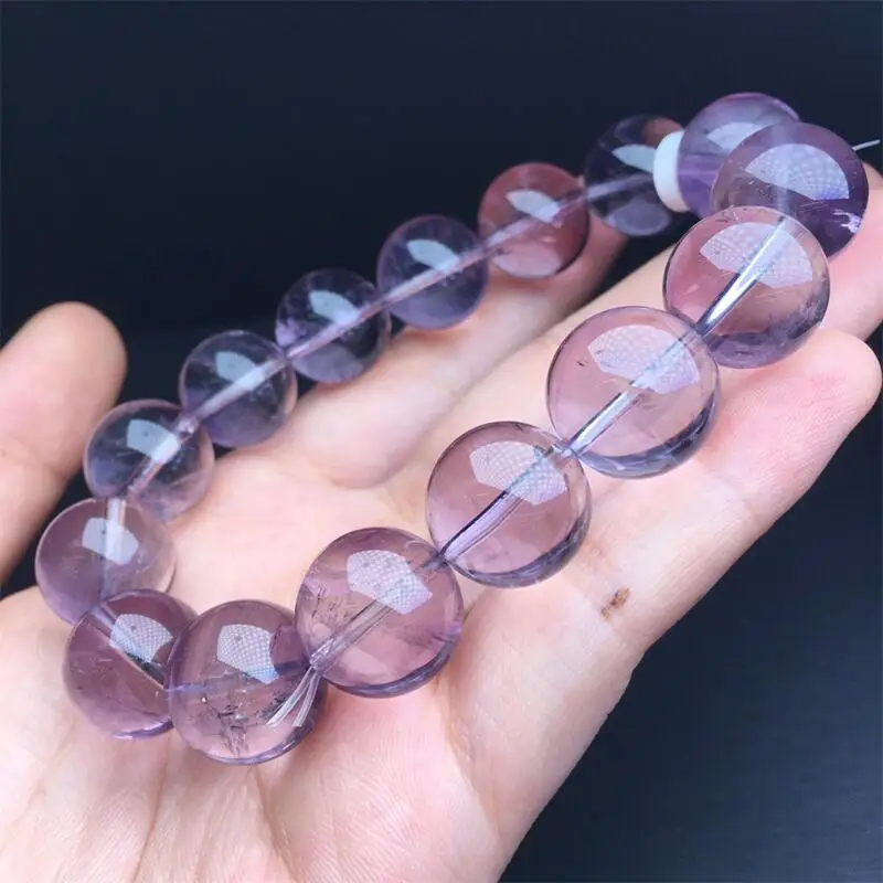 

16MM Natural Amethyst Bead Bracelet Energy Crystal Aura Healing Yoga Elastic Couple Jewelry Gift 1pcs