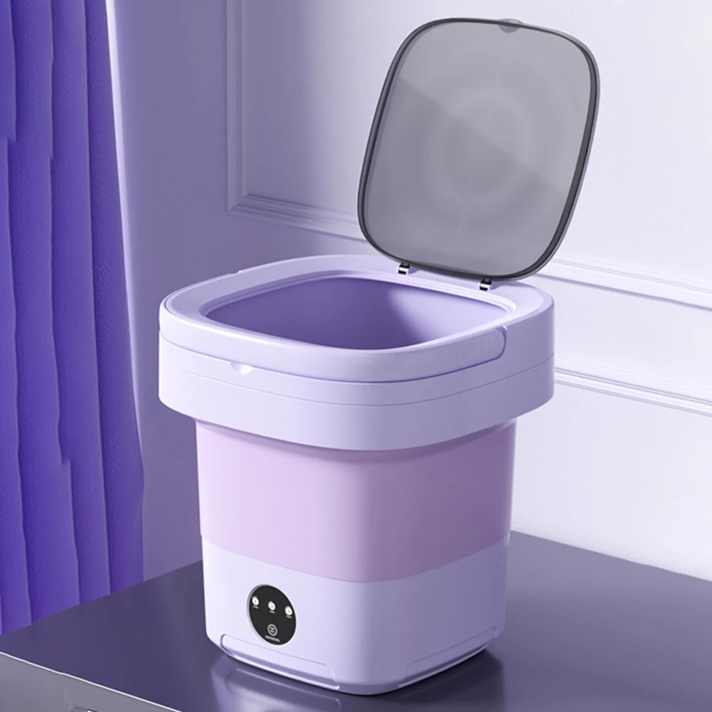 10 L Folding Washing Machine with Drain Basket Mini Small Washer IPX4 Waterproof with Timer for Baby Clothes Underwear