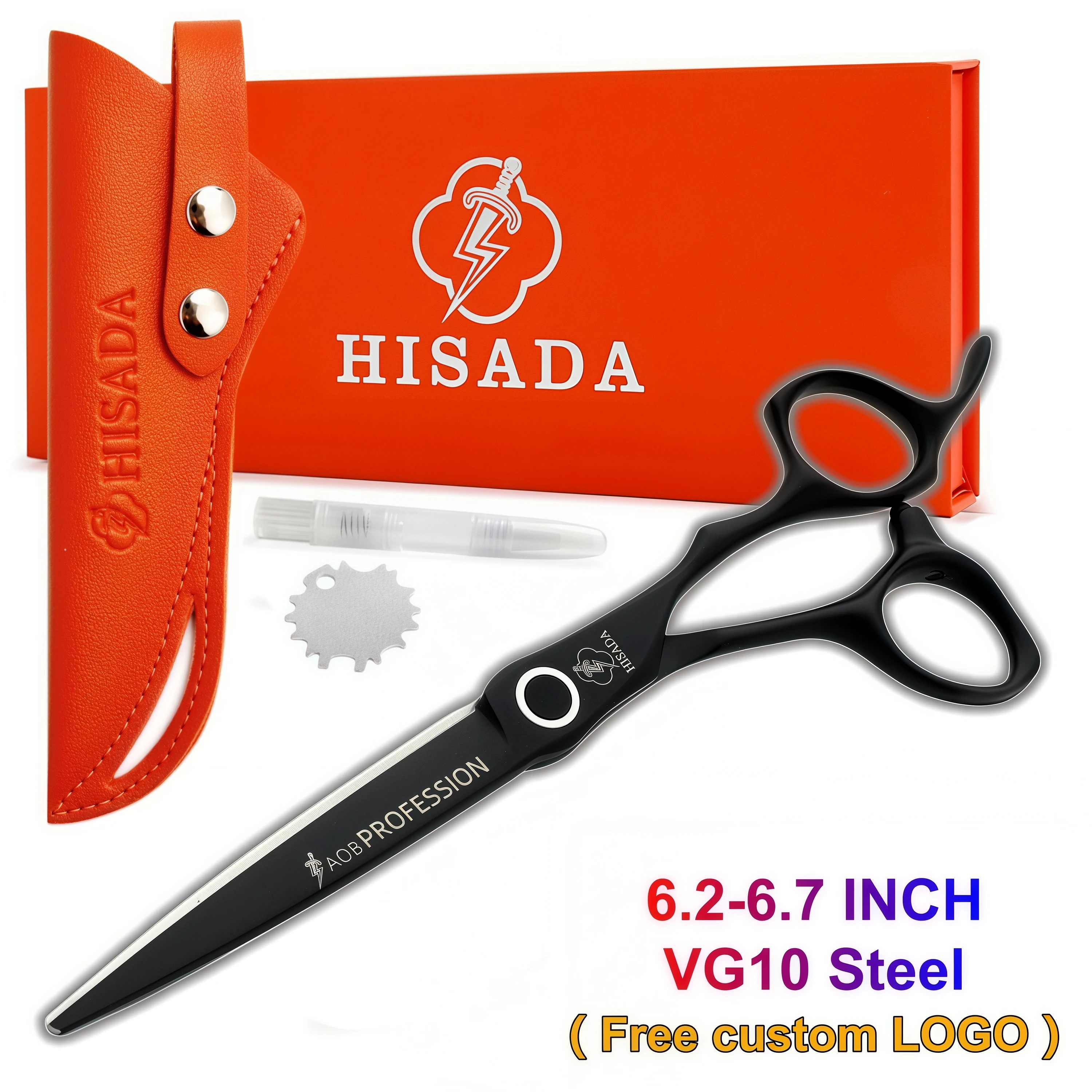 

HISADA barber scissors 6.2/6.7 inch Black/Silver scissors VG10 material Professional hair thinning scissors Hairdresser Tools