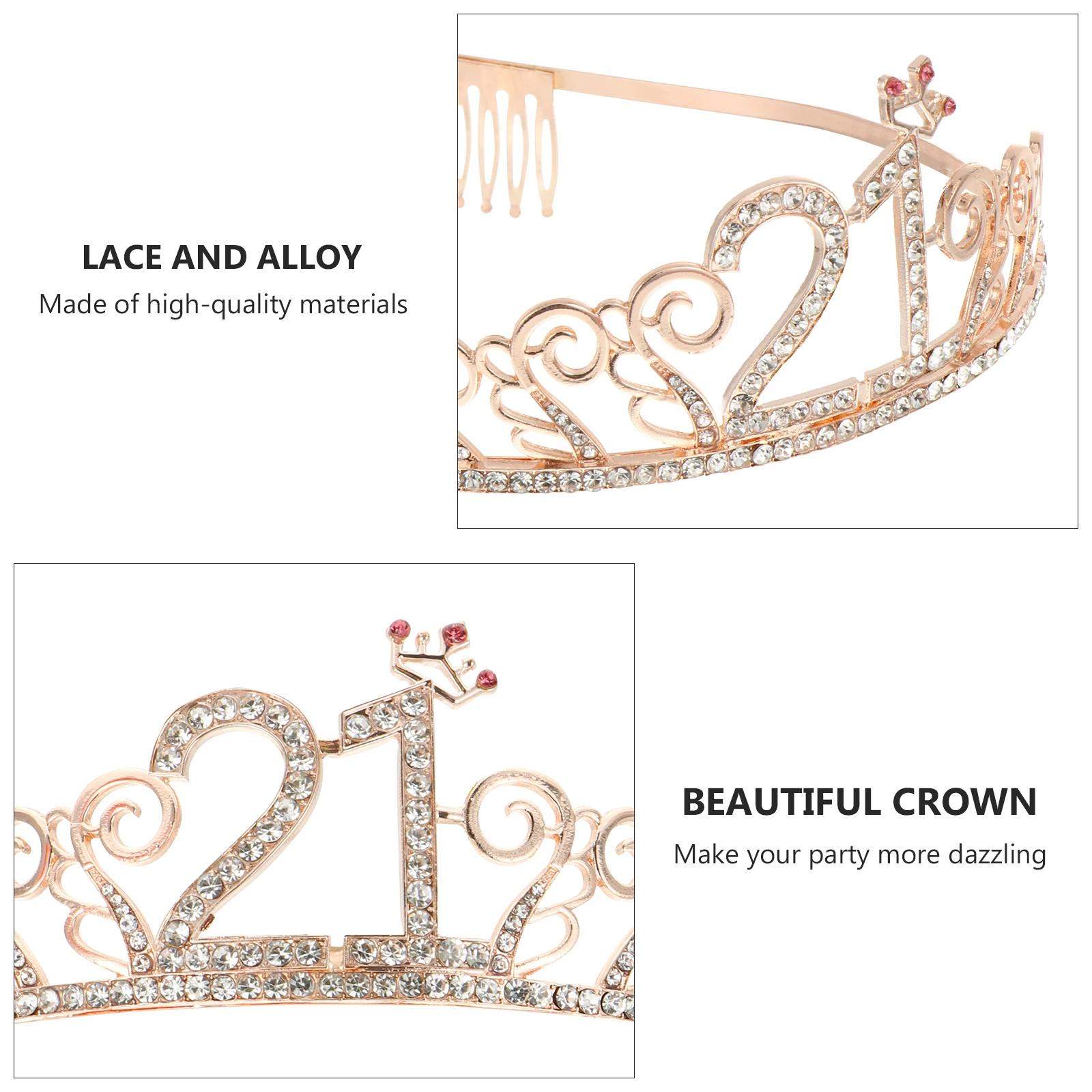 

2Pcs Birthday Sash Set Lace Strap Crown Headb Hoops Girl Headdress Stylish Comfortable Birthday Party Crown Photos