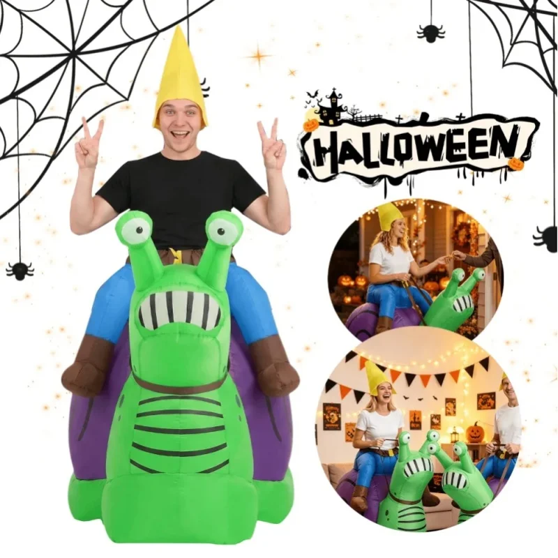 Aufblasbares Halloween-Kostüm „Ride-On Snail“, lustiges aufblasbares Kostüm für Erwachsene, leichter, luftgeblasener Cosplay-Anzug für Halloween-Party, Karneval, Maskerade, Themenparty,