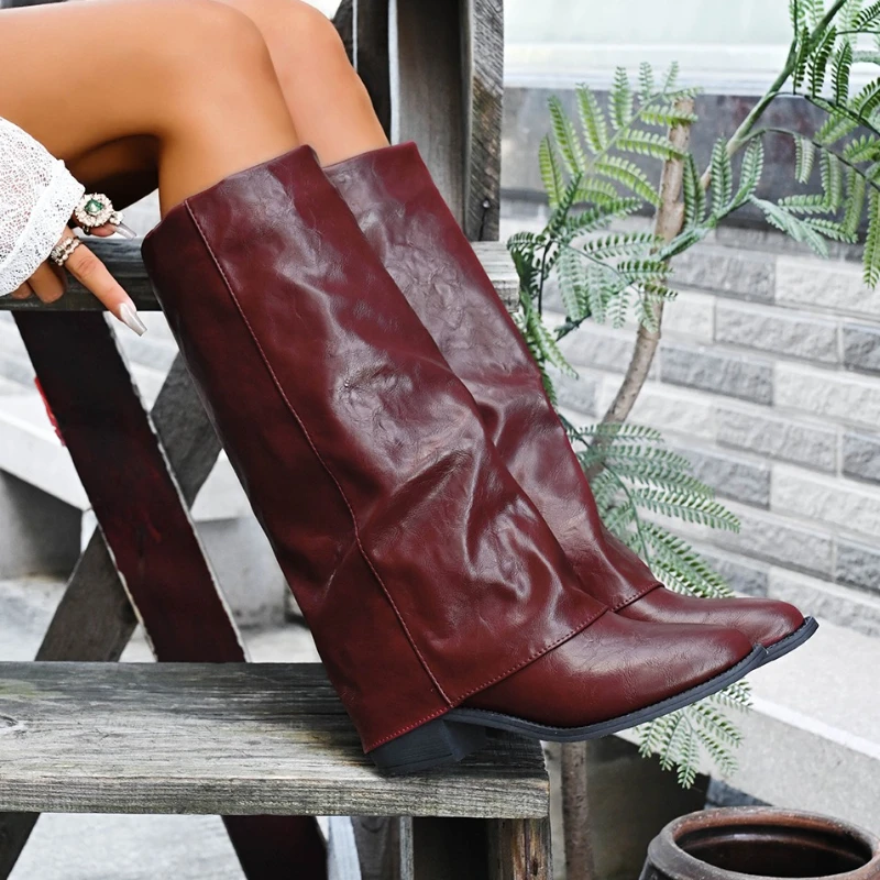 

Women High Boots New Fashion Heeled Shoes Sexy Chunky Knee High Motorcycle Boots 2025 Luxury Winter Party Chelsea Botas Pumps