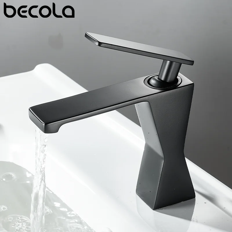 

Becola Basin Faucets Black Chrome Brass Faucet Bathroom Sink Tapware Single Handle Deck Mounted Hot Cold Mixers Water Tap