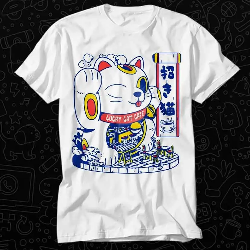 Maneki Neko Lucky Cat Fortune Happiness Wealth T Shirt For Top Adult Vintage Music Best Movie OZ238