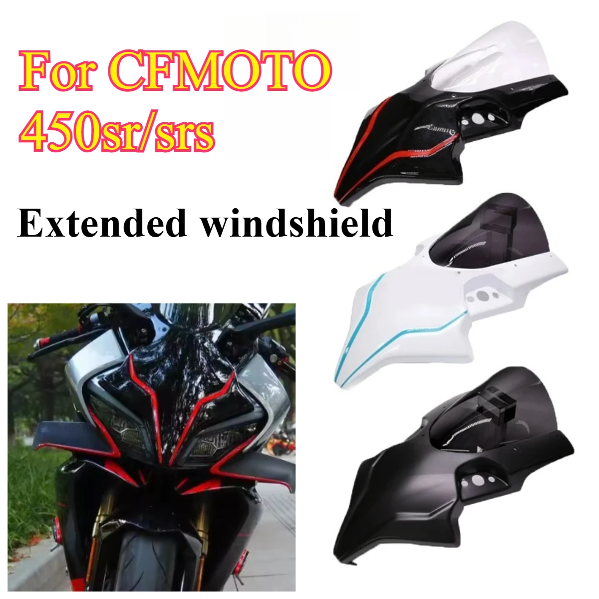 For CFMOTO 450SR 2022 2023 2024 2025 motorcycle windshield cover extension device protective plate protective spliced ​​type
