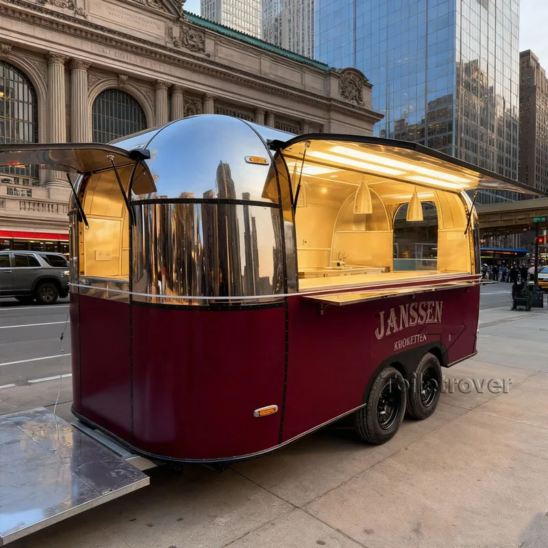 

Unique Vintage Street Houston Food Truck Sale Hot Dog Pizza Burger Charcoal Bbq Mobile Food Cart with Full Kitchen