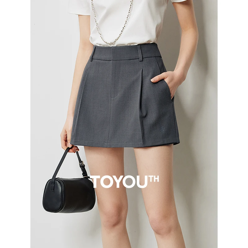 TOYOUTH Women Mini Skirt Pants 2024 Autumn New High Waisted A Line Suit Pants Skirt