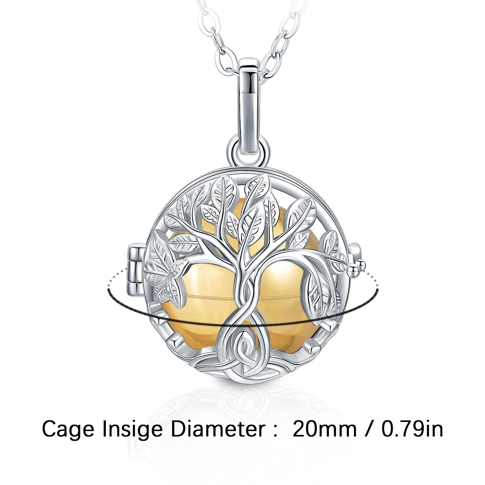 EUDORA Urn Cremation Pendant 18mm tree of Life Cage Locket Ash Holder Keepsake Capsule Necklace Chime Ball DIY Fine Jewelry Gift
