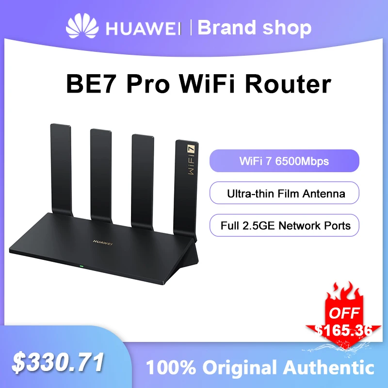 

Huawei BE7 Pro Wireless Router WiFi 7 6500Mbps Signal Repeater Dual-Band Amplifier Full 2.5GE Network Ports For Home Office