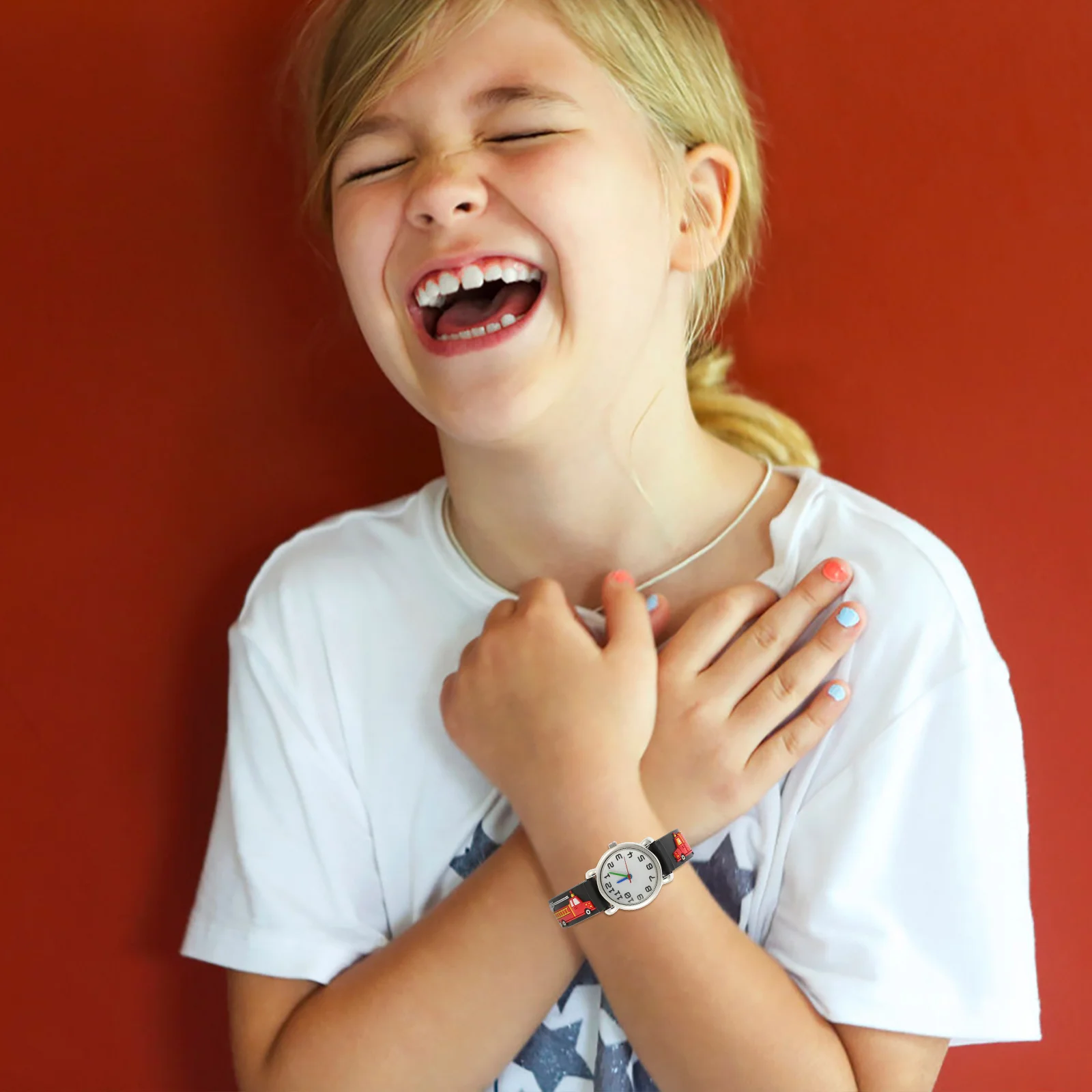 

Детские наручные часы с рисунком пожарной машины, водонепроницаемые регулируемые силиконовые часы для детей, портативное время чтения