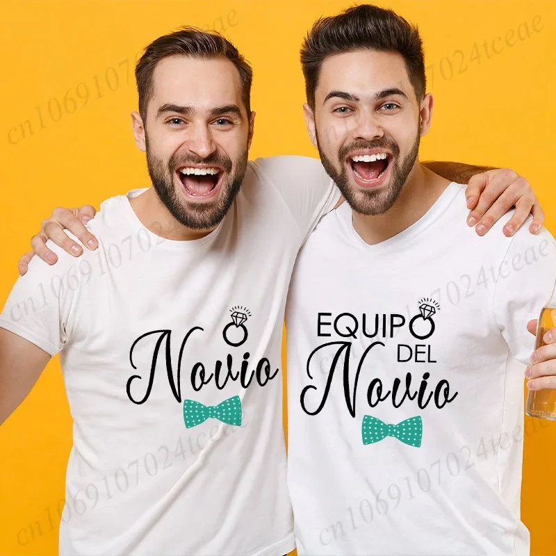 Spanish Bachelor Party Squad T-shirts Bow Tie Graphic Tees EVG Future Team Groom Man Tops Boyfriend Single Farewell Party Tshirt