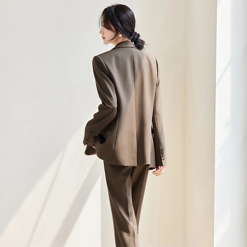 SENTUBILA Women's Pant Suits 2026 Autumn Solid Professional Notch Lapel Flared-Trouser Suit for Female Elegant 133Z50003