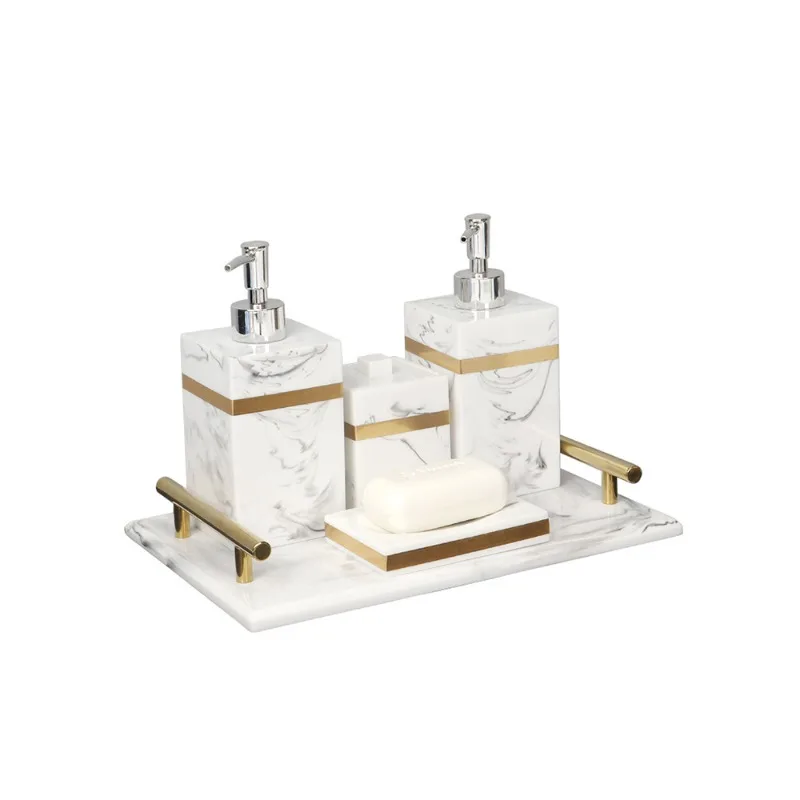 Bathroom five-piece set, wash set, Nordic light luxury bathroom supplies, washbasin tray model house ornament