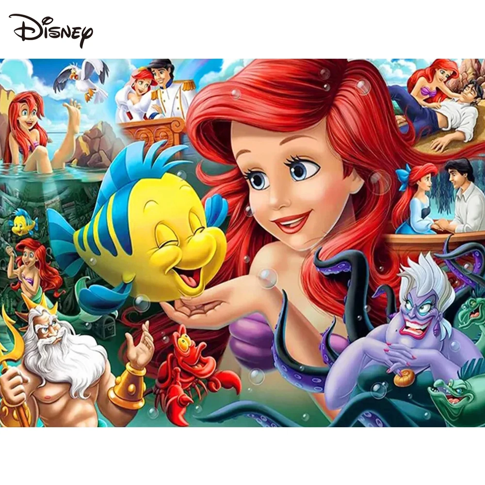 Disney Princess DIY Diamond Mosaic Cartoon Character Diamond Painting Mermaid Full Kits Cross Stitch Embroidery Ariel Home Decor