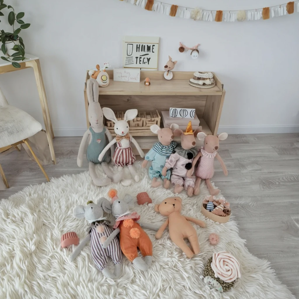 2025, Baby-Plüschtier, bequem, schlafend, niedliches Kaninchen, Bär, Maus, Baby-Mädchen-Puppe, Stoffpuppe