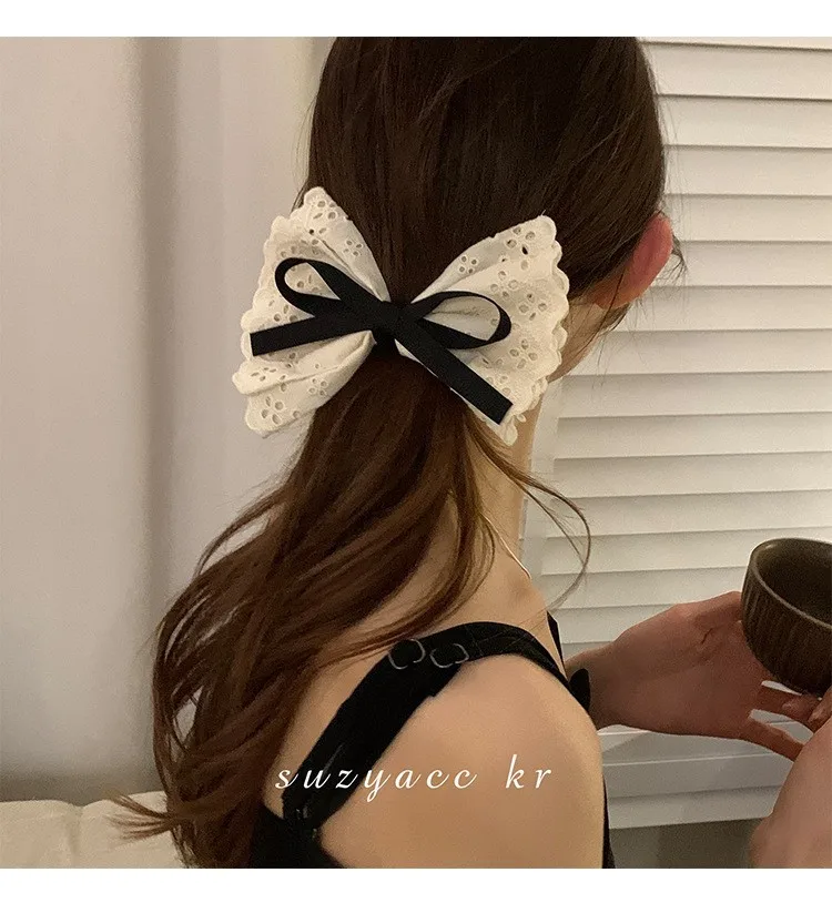 الفرنسية الرجعية مزدوجة الطبقات القوس الدانتيل الأمعاء الغليظة عقال جديد الشعر التعادل رباطات حبل الأزهار الشعر التبعي #2