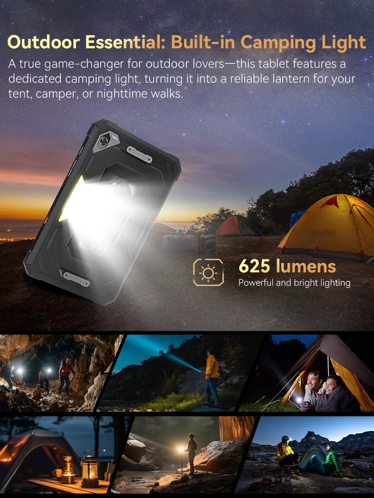 Android-tablet Cubot TAB KingKong Mini, 10200mAh megabatterij 16GB (6+10), 128GB, campinglicht, 8,68-inch scherm, 48MP camera, GPS