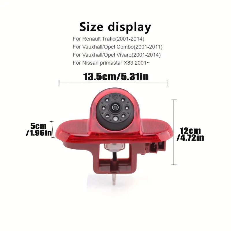 كاميرا عكس ضوء فرامل السيارة بزاوية واسعة للرؤية الليلية لسيارة رينو ترافيك 2001-2014، أوبل كومبو 2001-2011، فيفارا 2001-2014