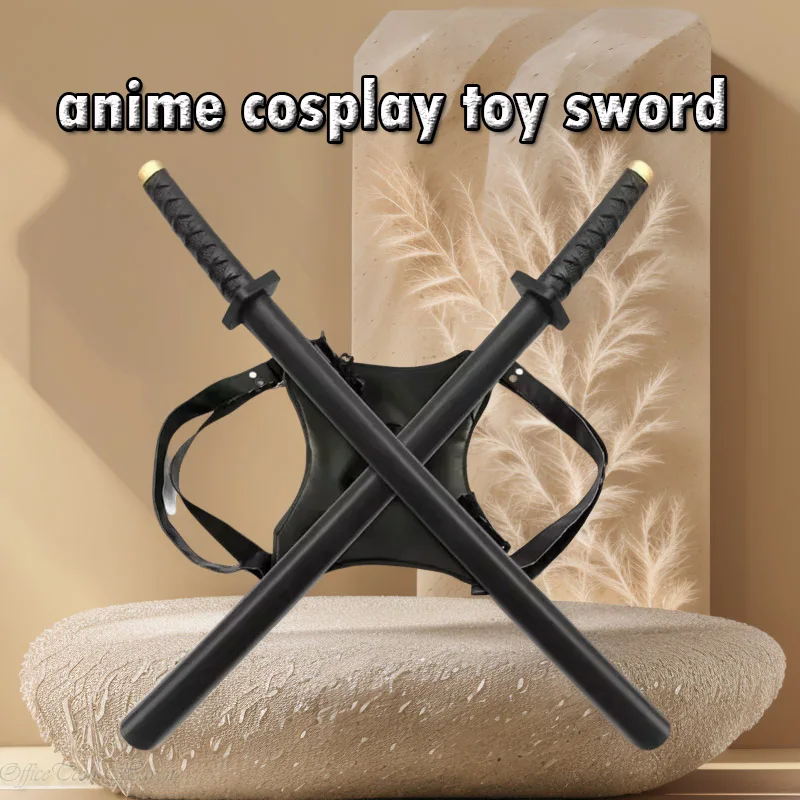 60cm Anime Cosplay Ninja Sword PU Leather Simulation Weapon Kids Toy Ideal for Halloween Stage Performance Props Perfect Gift