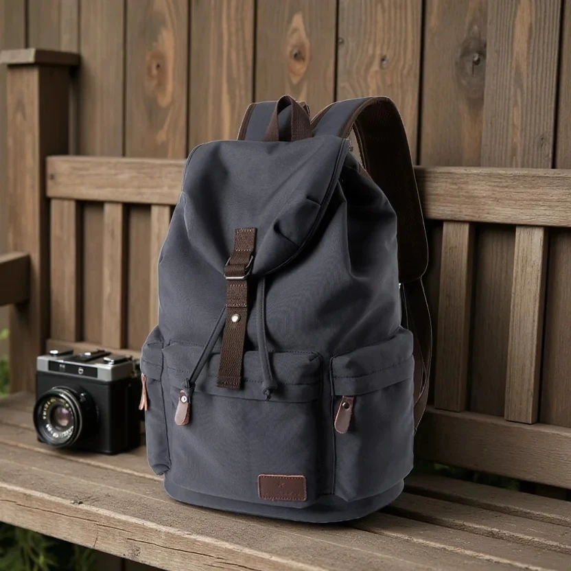 MOYYI Men Vintage Canvas Backpack Large Capacity 15.6inch Laptop Casual Bag For Commuter Travel Premium Durable Unsex Schoolbag