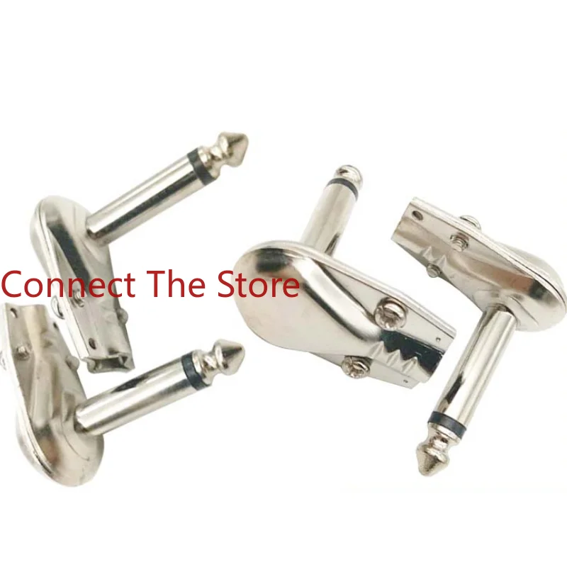 5PCS 6.35 Audio Plug Large Two-core 6.5 Curved Single Sound  Microphone Connector 90-degree Elbow  