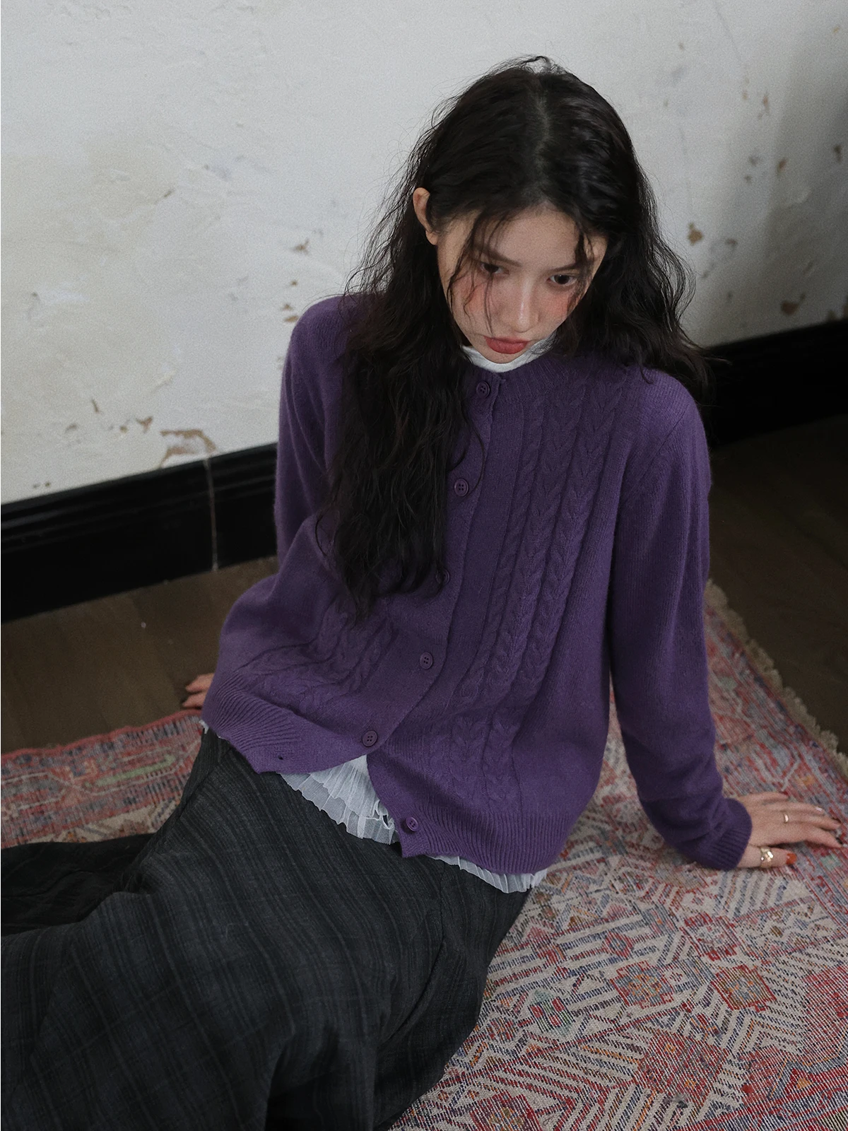 

Вязаный кардиган из смесовой шерсти DR, женский, винтажный, с длинными рукавами, круглым вырезом, для ношения как верхняя одежда, с открытым передом