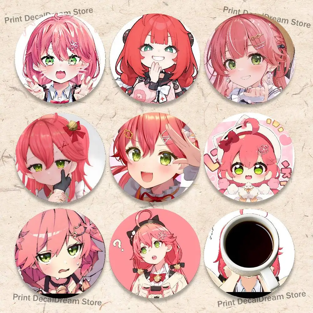 

Pink S-Sakura M-Mikos Cartoon Anime Cute Wooden Coaster Coffee Shop Beverage Shop Family Restaurant Cafe Decoration