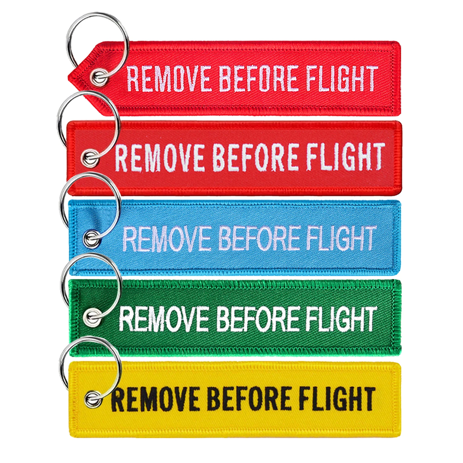 5Pcs Remove Before Flight Both Sides Embroidery Red Pendant Key Chain Car Backpack Keychain for Aviatior Lovers Trinkets