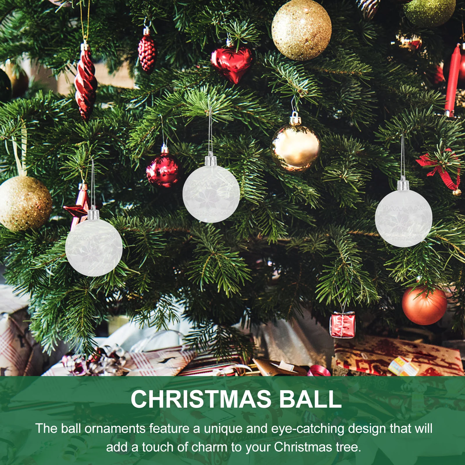 

6Pcs Xmas Hanging Balls Vibrant Colors Eye-Catching Design Lightweight Storage Convenient Quick Decoration Supplies