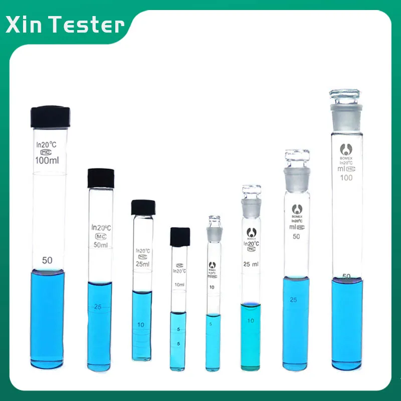 Tubo colorimétrico de rosca de vidrio, tubos de Comparación de Color con tapón, 10ml/25ml/50ml/100ml