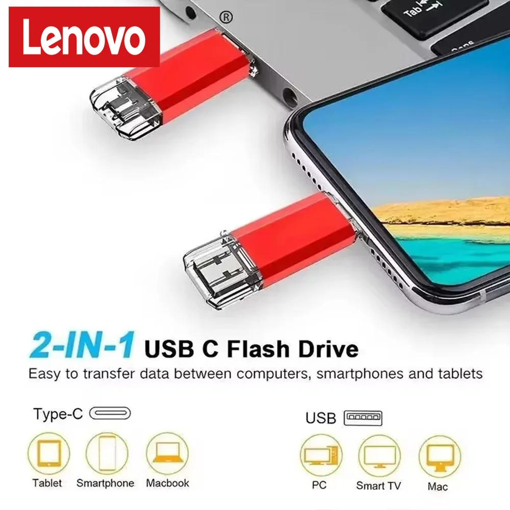 Lenovo 16TB 2-in-1 OTG USB-Stick 3.0 Typ C 8TB 2TB Pendrive für iPhone Huawei Xiaomi Android Laptop Speicherstick – Detail 4
