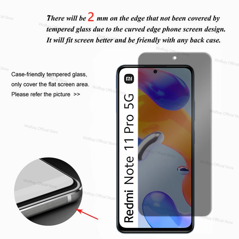 2/4PCS Privacy Screen Protector For Xiaomi Redmi Note 11 Pro 5G Anti-Spy Tempered Glass For Xiaomi Redmi Note 11 Pro 5G Glass