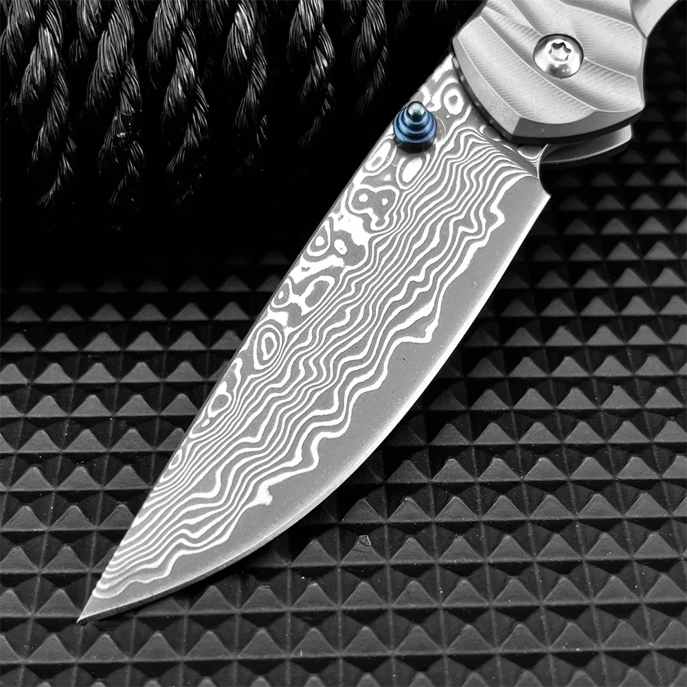 سلامة فائدة دمشق الصلب للطي سكين جيب عالية الجودة سبائك التيتانيوم مقبض في الهواء الطلق سكاكين الصيد أداة التكتيكية