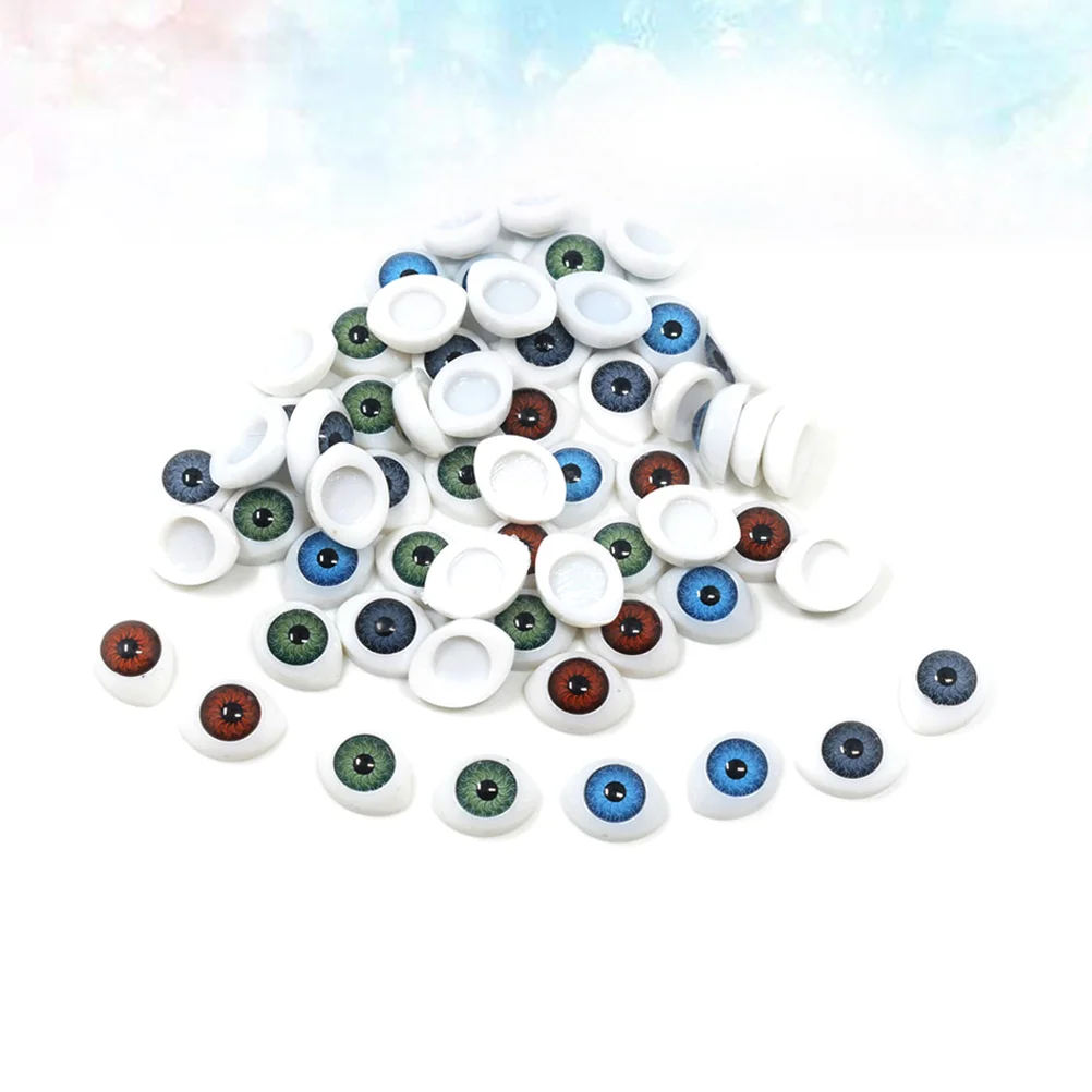 60pcs DIY Eyes Material Plastic Oval Glass Eyes DIY Plush Toy Accessories Scrapbooking Crafts Projects for Home Classroom (