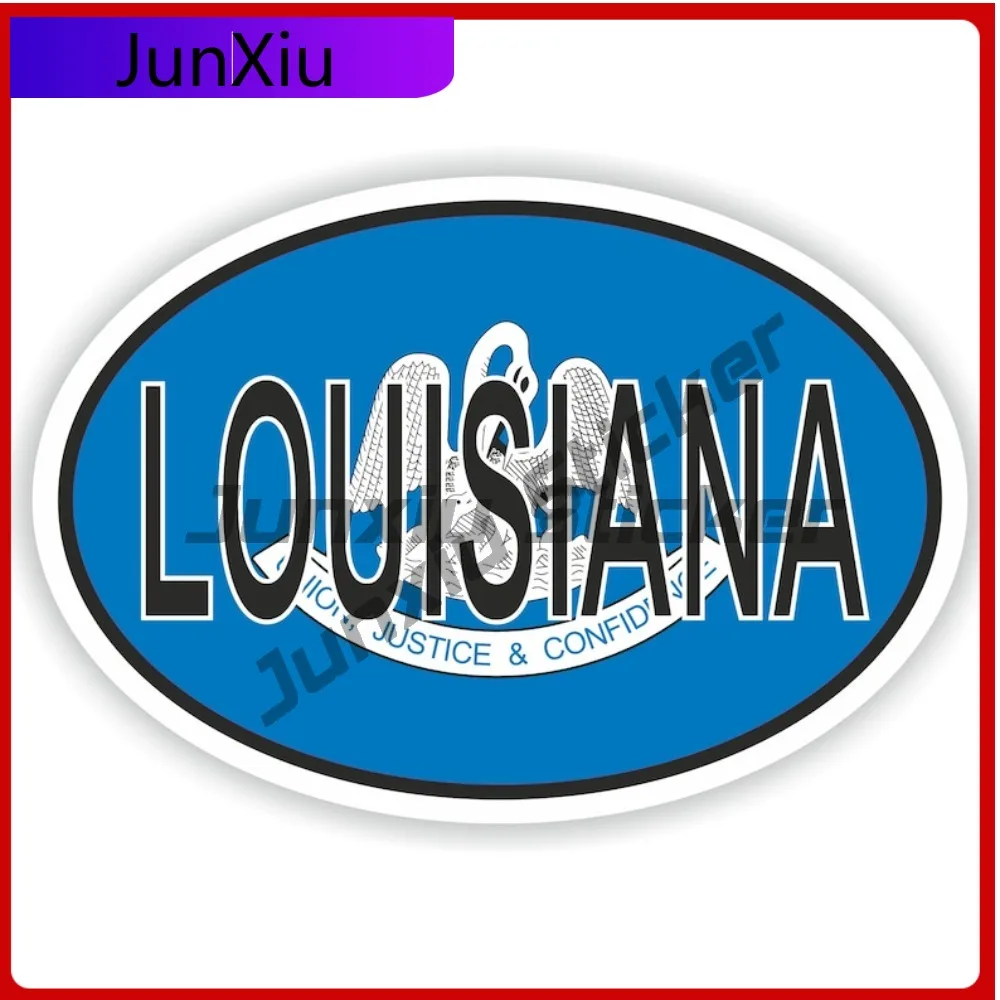 

Louisiana Oval Flag Sticker Waterproof Decals Scratch Cover Decorative Motorcycle Stickers Decals Funny Car Decoration Electric