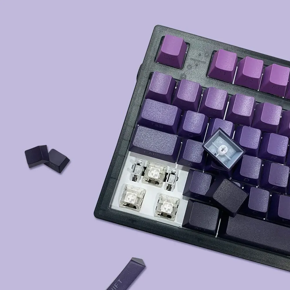 Imagem -04 - Teclas Roxo Gradiente Keycaps Cereja Altura Pbt Sublimação Térmica Faça Você Mesmo para 61 87 98 104 108 Teclas Teclado Mecânico 131