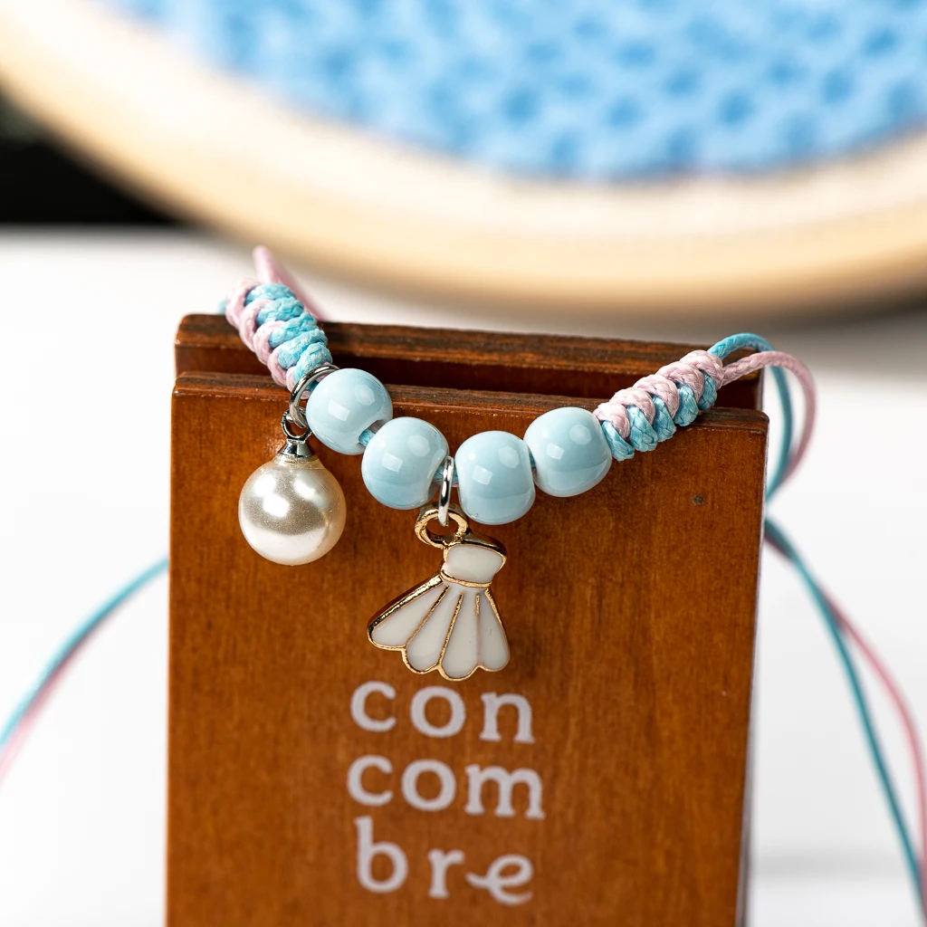 Cute Metal Drip Glaze Pendant Hand-Wowen Gift Bracelets Bangles For Women Girl Children Wholesale #MZ101